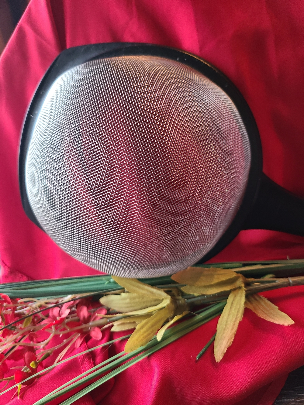 Vintage Black and Silver Fine Mesh Strainer